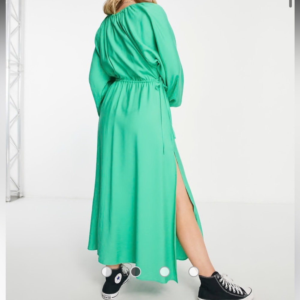 ASOS Vibrant Green Maxi Dress with Slit - Picture 3 of 4